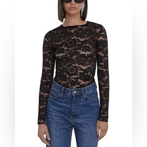 NWT 4th & Reckless Emery Long-Sleeve Lace Sexy Date Night Top Black M Medium